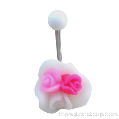 Acrylic Flower Design Navel Belly Ring with Lead-free, Customized Colors Available